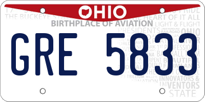 OH license plate GRE5833