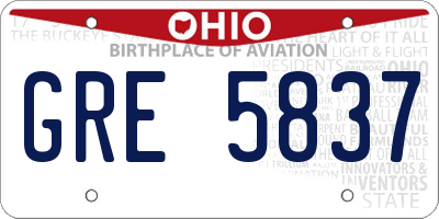 OH license plate GRE5837