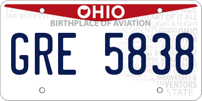 OH license plate GRE5838