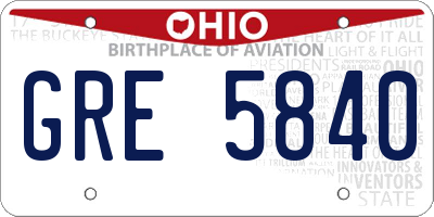 OH license plate GRE5840