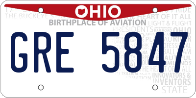 OH license plate GRE5847