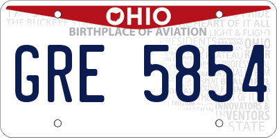 OH license plate GRE5854