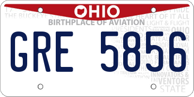 OH license plate GRE5856