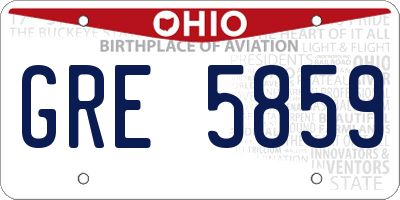 OH license plate GRE5859