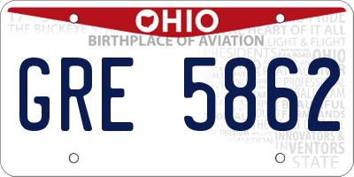 OH license plate GRE5862