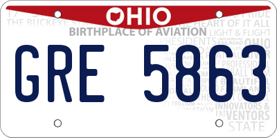 OH license plate GRE5863