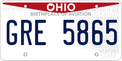 OH license plate GRE5865