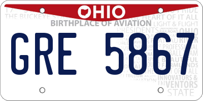OH license plate GRE5867