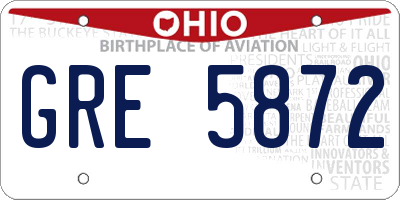 OH license plate GRE5872
