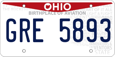 OH license plate GRE5893