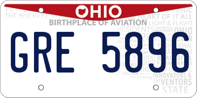 OH license plate GRE5896