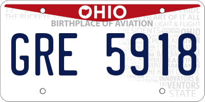 OH license plate GRE5918