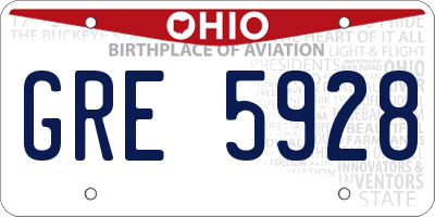 OH license plate GRE5928