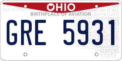 OH license plate GRE5931