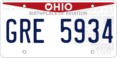 OH license plate GRE5934