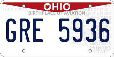 OH license plate GRE5936