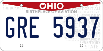 OH license plate GRE5937