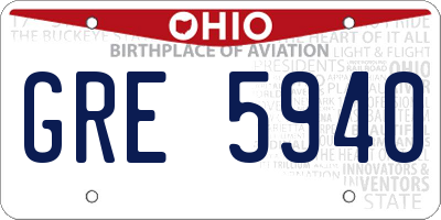 OH license plate GRE5940