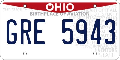 OH license plate GRE5943