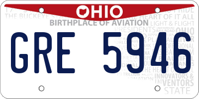OH license plate GRE5946