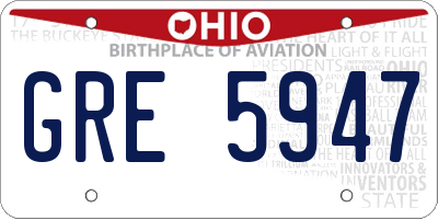 OH license plate GRE5947