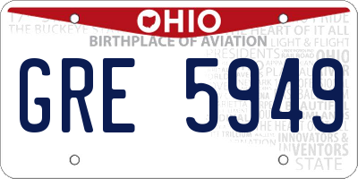 OH license plate GRE5949
