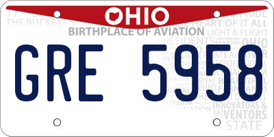 OH license plate GRE5958