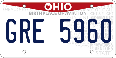 OH license plate GRE5960