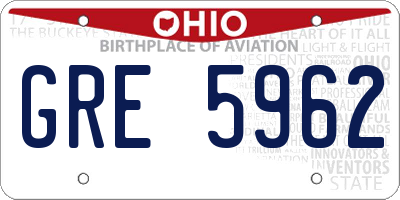 OH license plate GRE5962