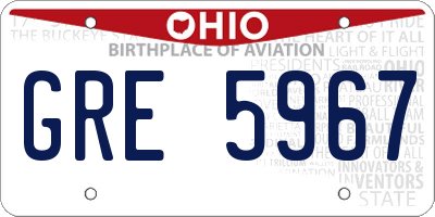 OH license plate GRE5967