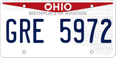 OH license plate GRE5972
