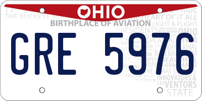 OH license plate GRE5976