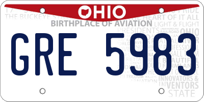 OH license plate GRE5983