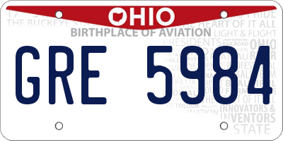 OH license plate GRE5984