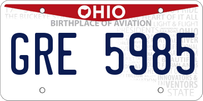 OH license plate GRE5985