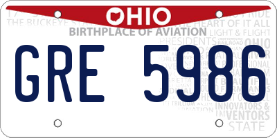 OH license plate GRE5986