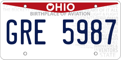 OH license plate GRE5987