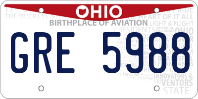 OH license plate GRE5988