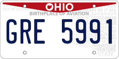 OH license plate GRE5991