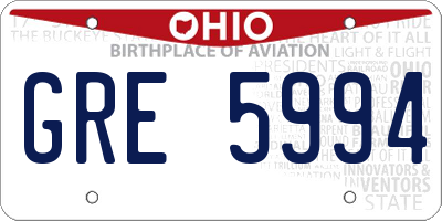 OH license plate GRE5994