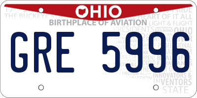 OH license plate GRE5996