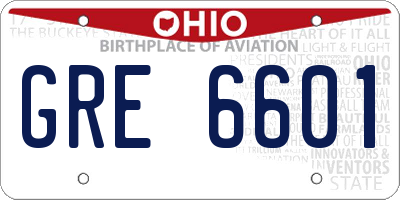 OH license plate GRE6601