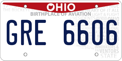 OH license plate GRE6606