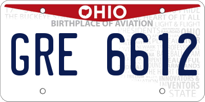 OH license plate GRE6612