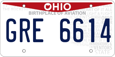 OH license plate GRE6614