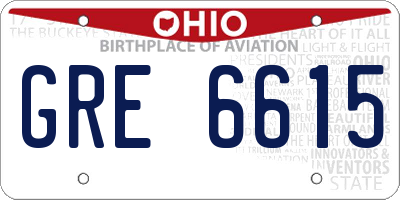 OH license plate GRE6615