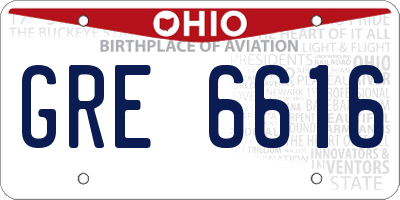 OH license plate GRE6616