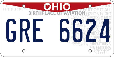 OH license plate GRE6624