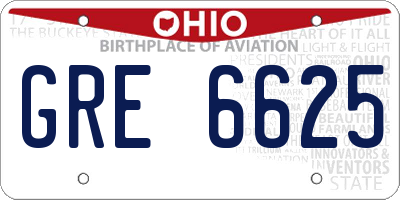 OH license plate GRE6625