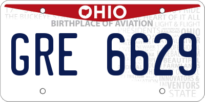 OH license plate GRE6629